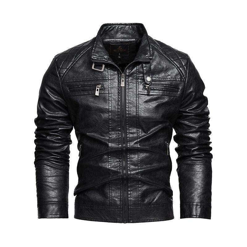 Leather Lapel American Retro Plus Size Leather Jacket by Lakd London