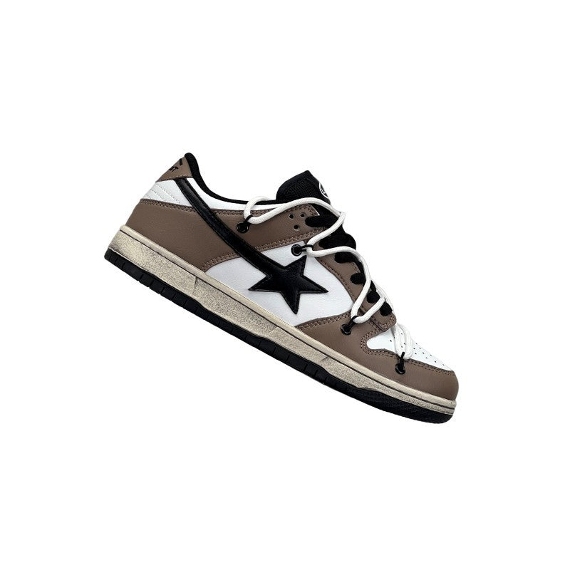 Mens Retro Low Top Sneakers With Contrasting Colors - Breathable Thick sole Flat Shoes