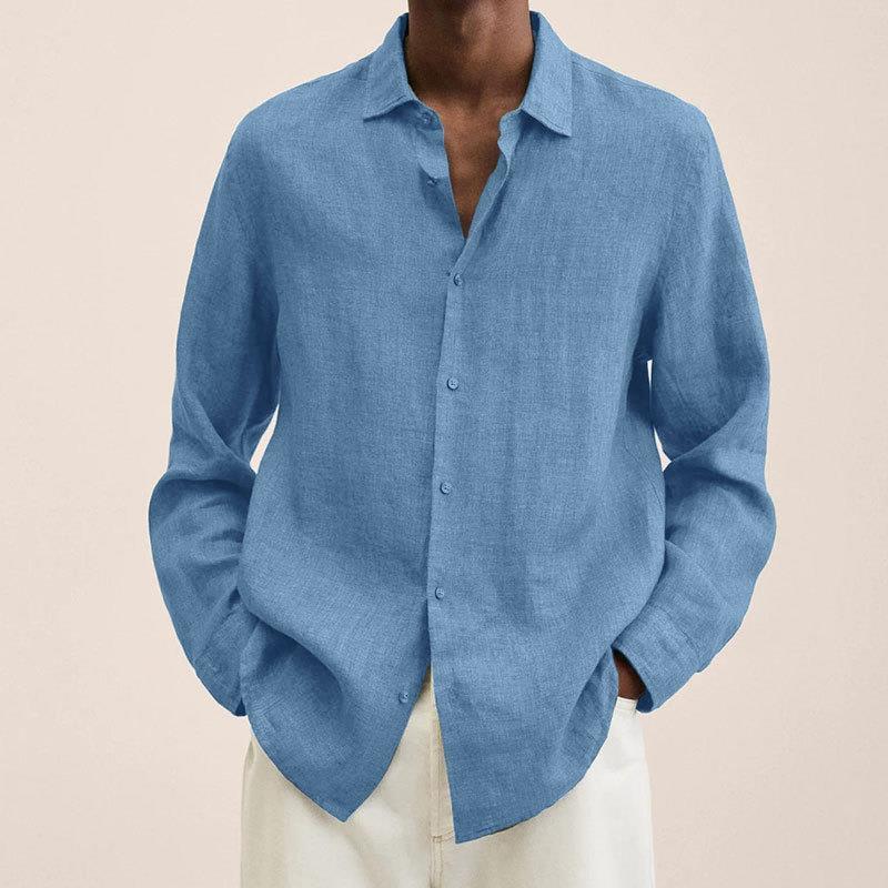 Mens Long Sleeve Lapel Shirt | Loose Button Cardigan