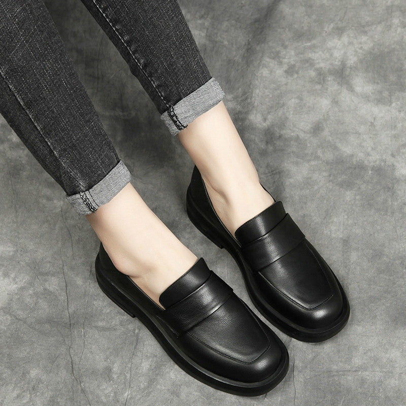 Womens Elegant British leather loafers | Comfortable Cowhide leather Shoes
