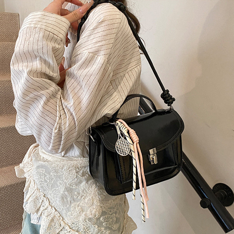 Womens Small Square Shoulder Retro Portable Handbags
