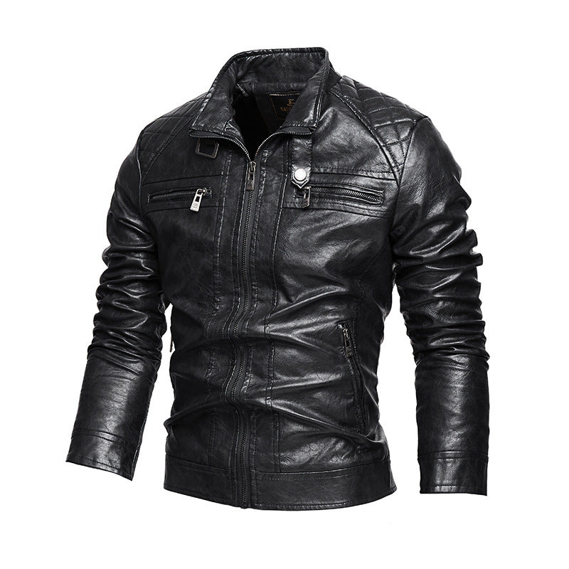 Leather Lapel American Retro Plus Size Leather Jacket by Lakd London