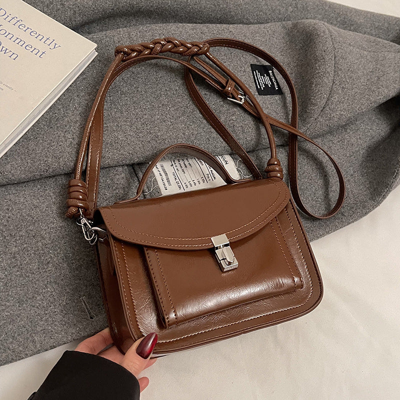 Womens Small Square Shoulder Retro Portable Handbags
