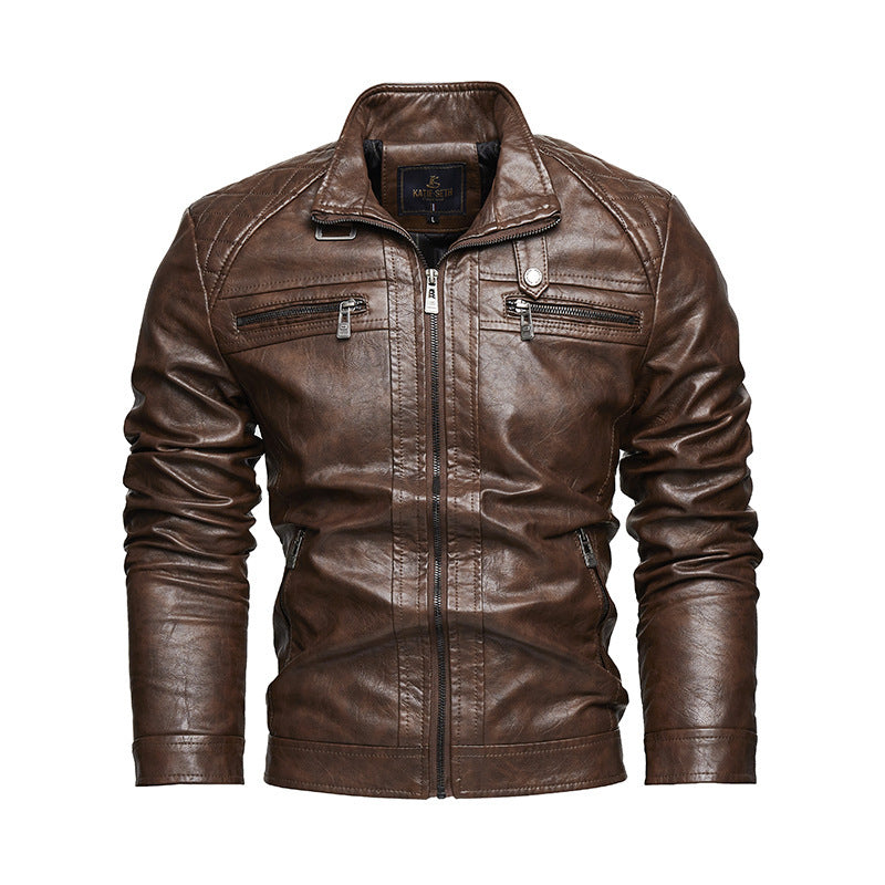 Leather Lapel American Retro Plus Size Leather Jacket by Lakd London