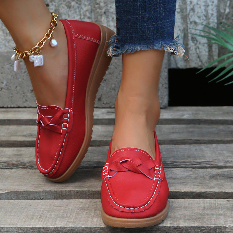 Womens Weave Design Flat Shoes - Soft Spring Summer Shoes
