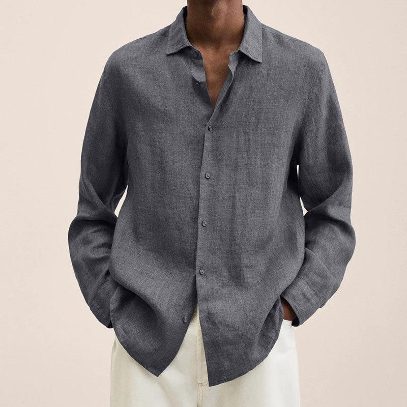 Mens Long Sleeve Lapel Shirt | Loose Button Cardigan