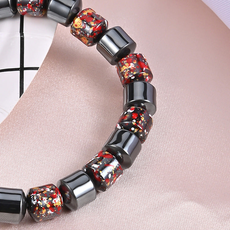Mens Fashion Natural Black Gallstone Stretch Bracelet - Lakd London