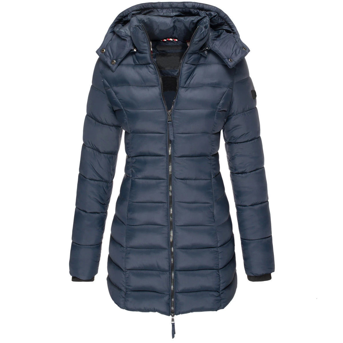 Womens Padded Zipper Jacket | Hooded Cotton Long Sleeve Parka Coat