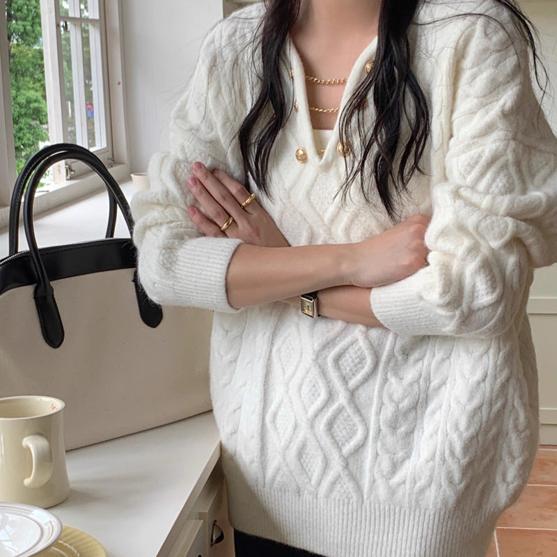 Womens Gentle Elegant Pullover Knitted Top Loose by Lakd London