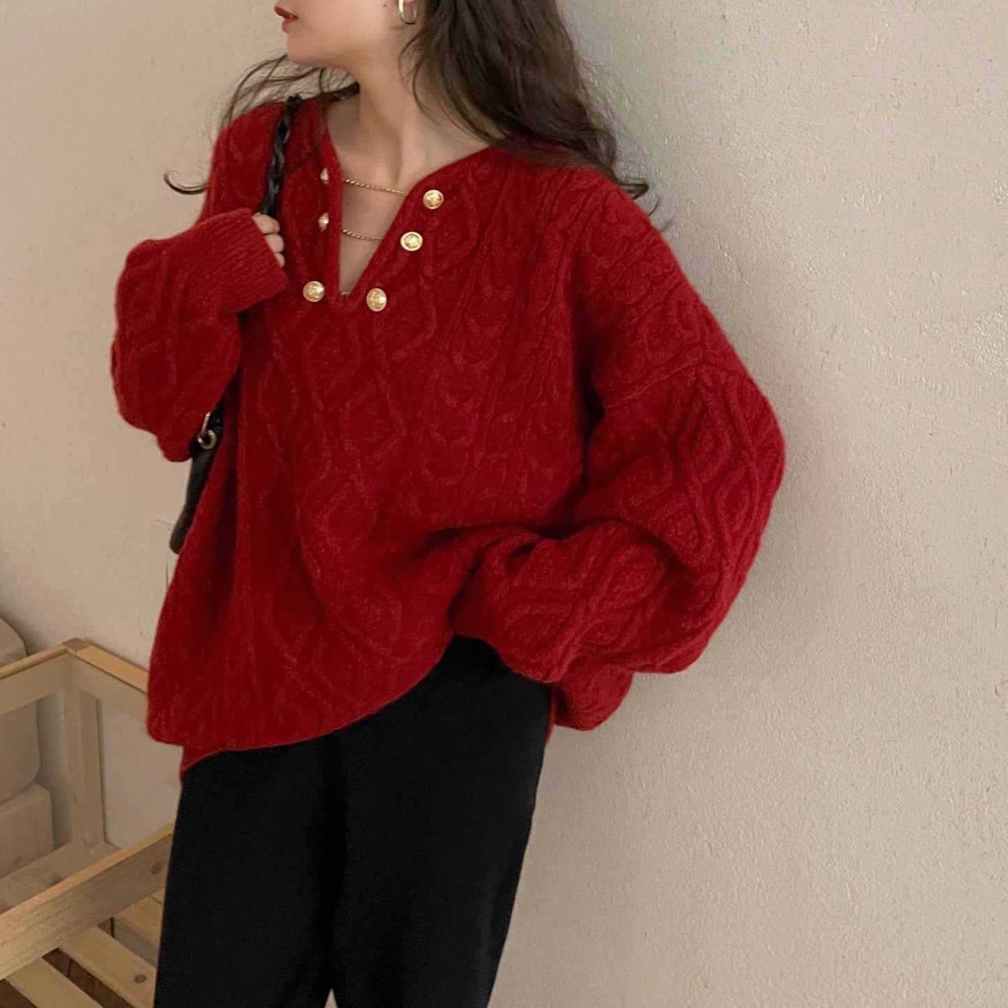 Womens Gentle Elegant Pullover Knitted Top Loose by Lakd London