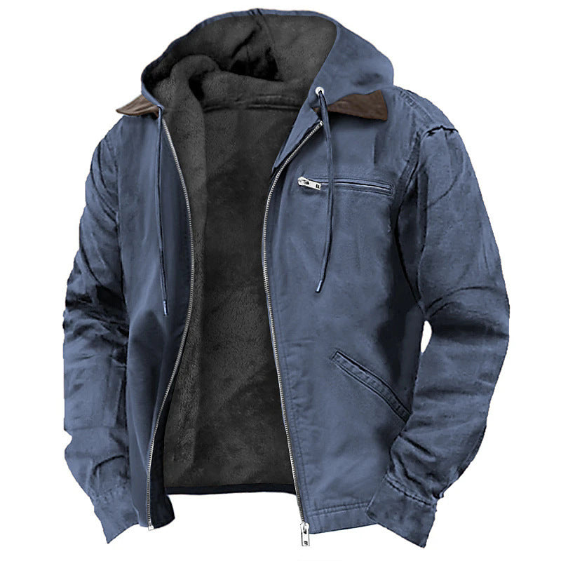 Hooded Men's Fleece Zipper Jacket Coat by Lakd London