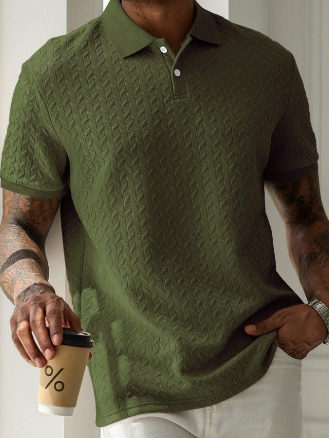 Collar Front Button Short Sleeve Simple Polo Shirt by Lakd London