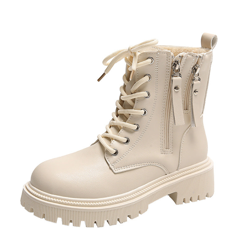 Women's Leisure Warm Ankle Boots | Lace-up PU Leather Boots