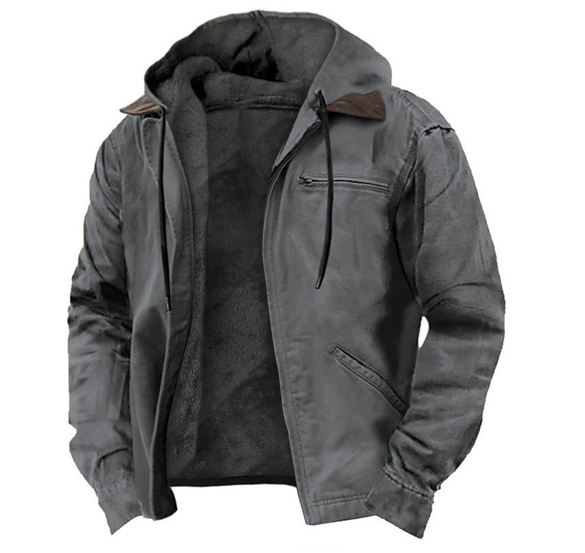 Hooded Men's Fleece Zipper Jacket Coat by Lakd London