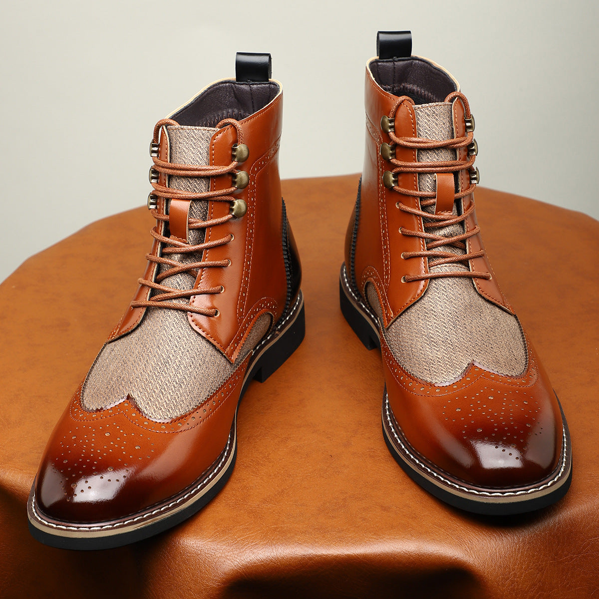 Men's High Top Blocked Leather Shoes | Laceup Boots - LAKD London
