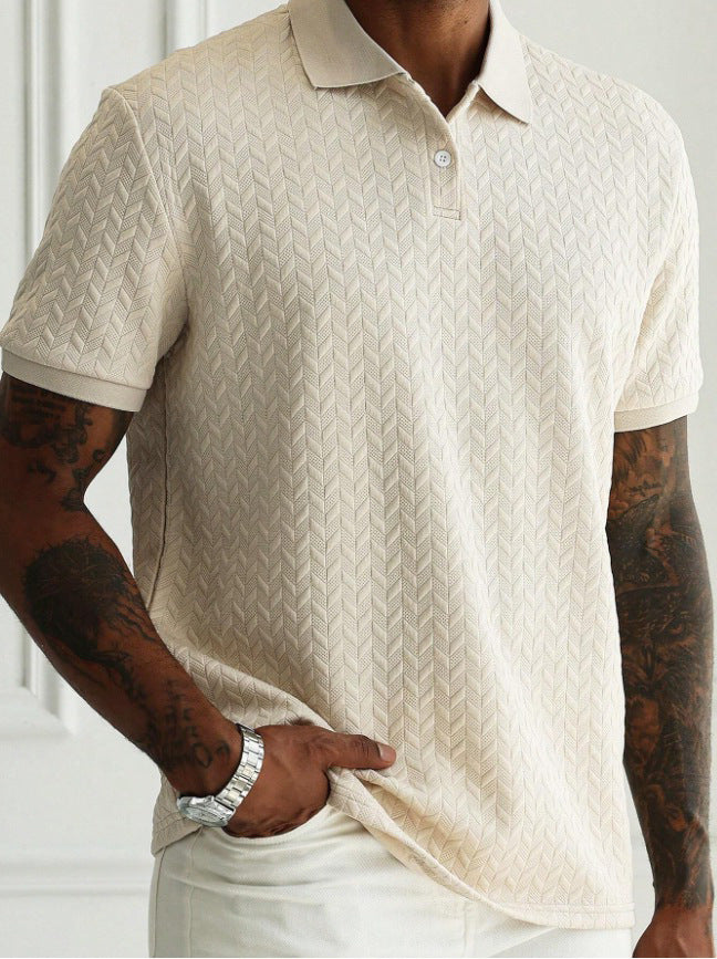 Collar Front Button Short Sleeve Simple Polo Shirt by Lakd London