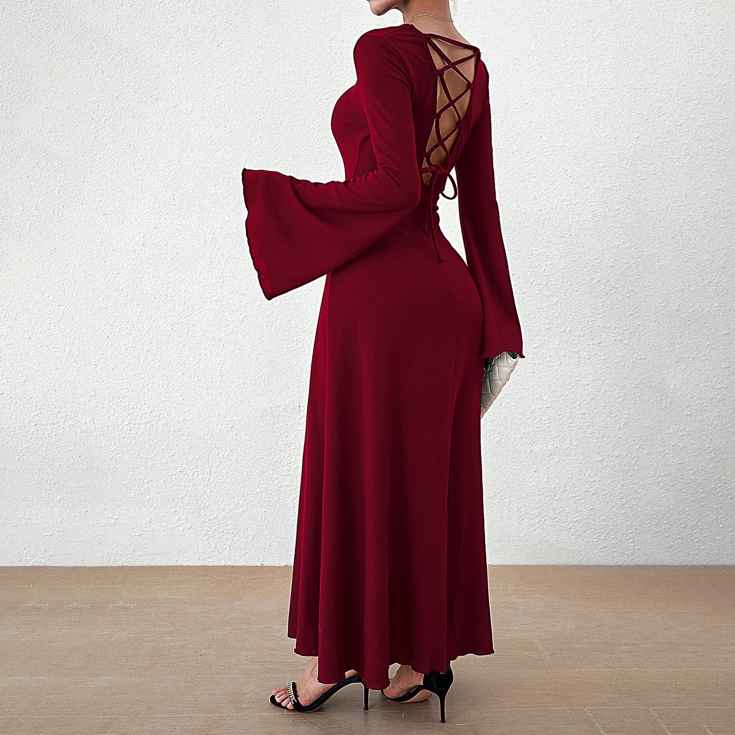 Women's solid Full sleeve Solid Color Long Evening Dress by Lakd London