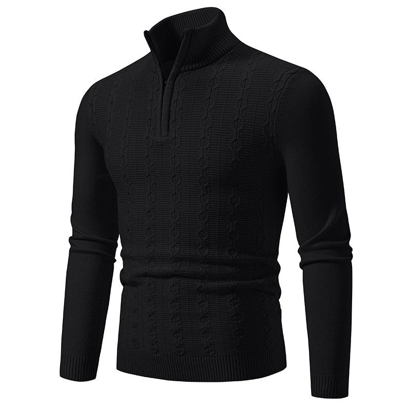 Mens High Neck Casual Stand-up Collar Slim Fit Knitwear Sweater