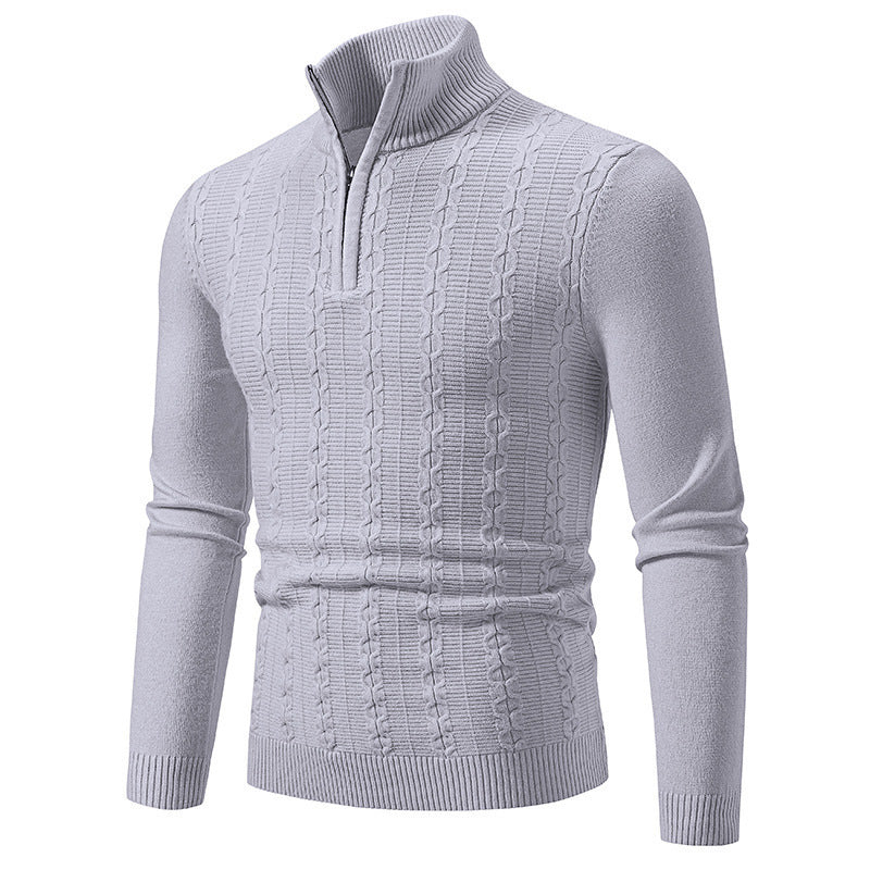 Mens High Neck Casual Stand-up Collar Slim Fit Knitwear Sweater