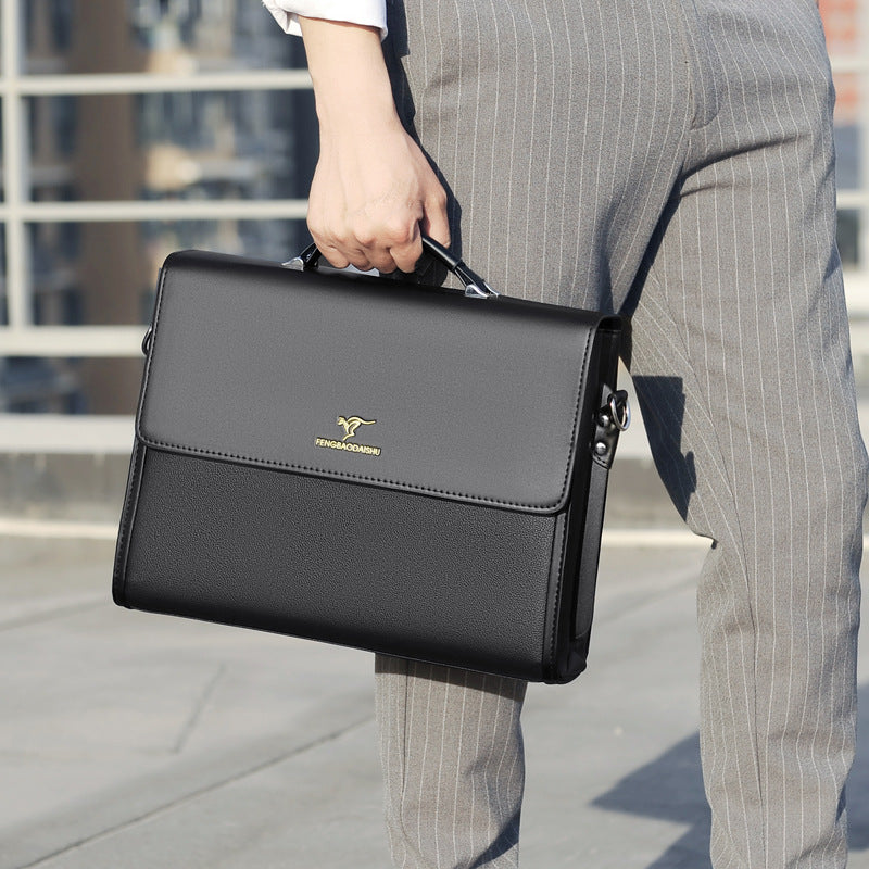 Men's Horizontal Portable Leather Briefcase by Lakd London