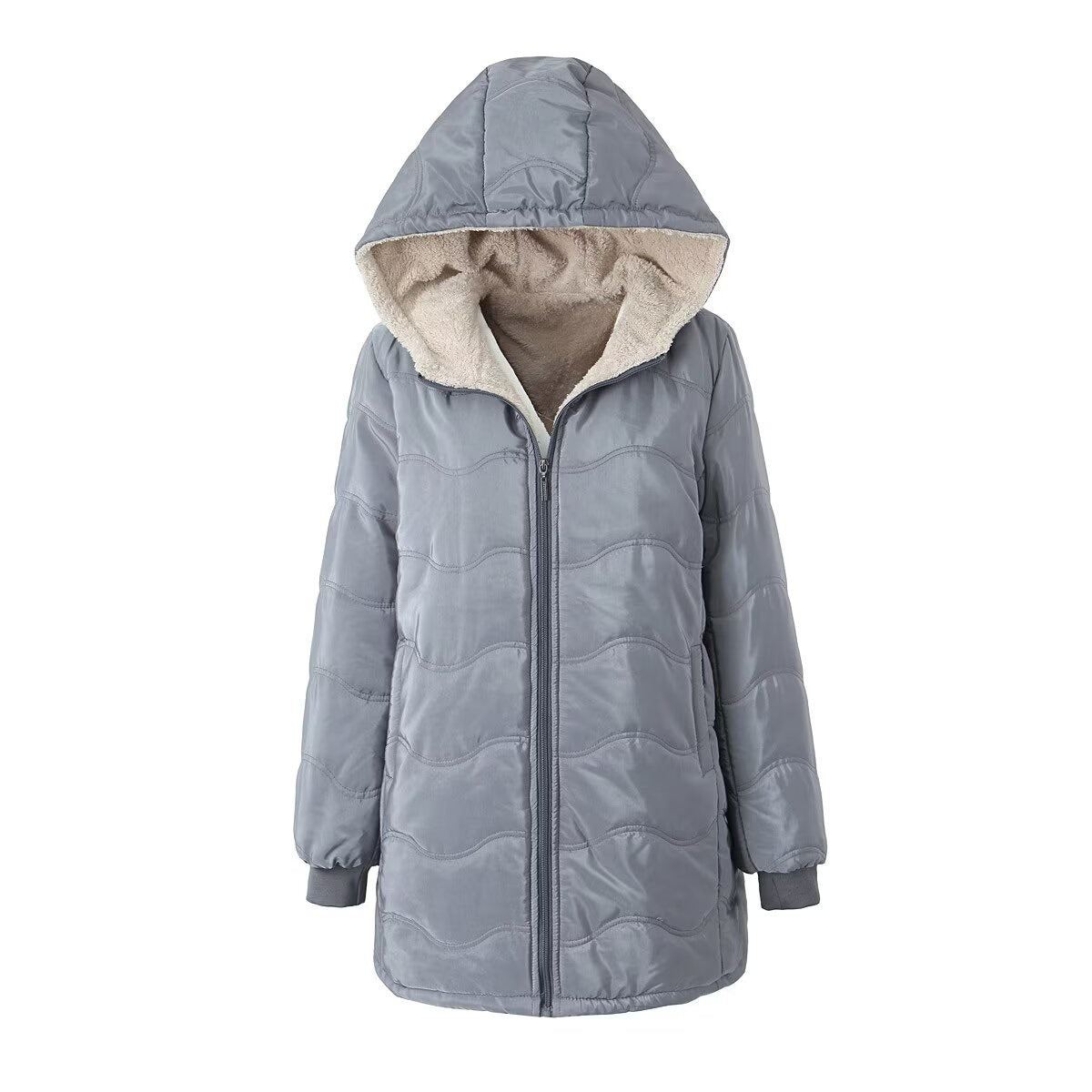 Womens Hooded Fleece-lined Warm-keeping Jacket by Lakd London