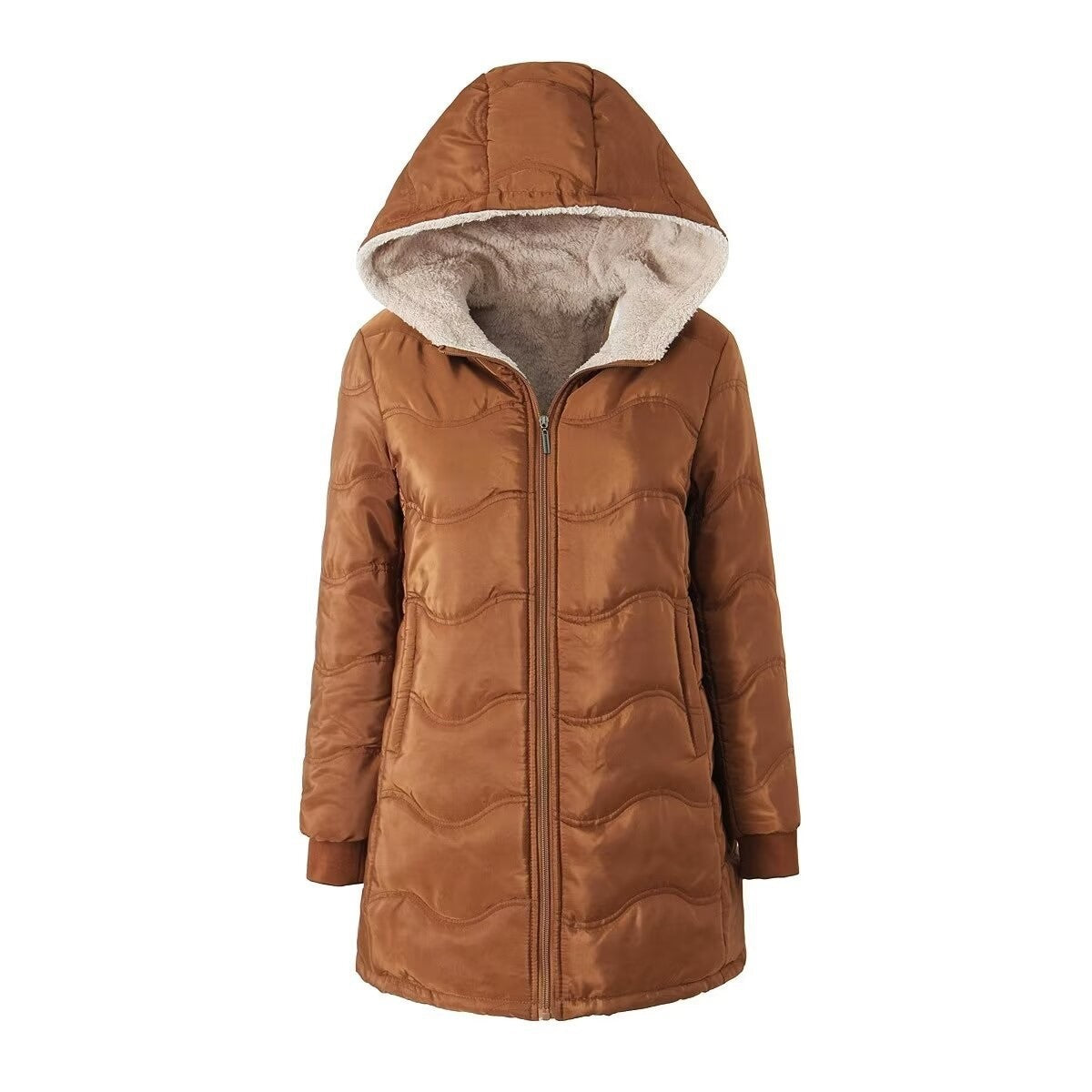 Womens Hooded Fleece-lined Warm-keeping Jacket by Lakd London