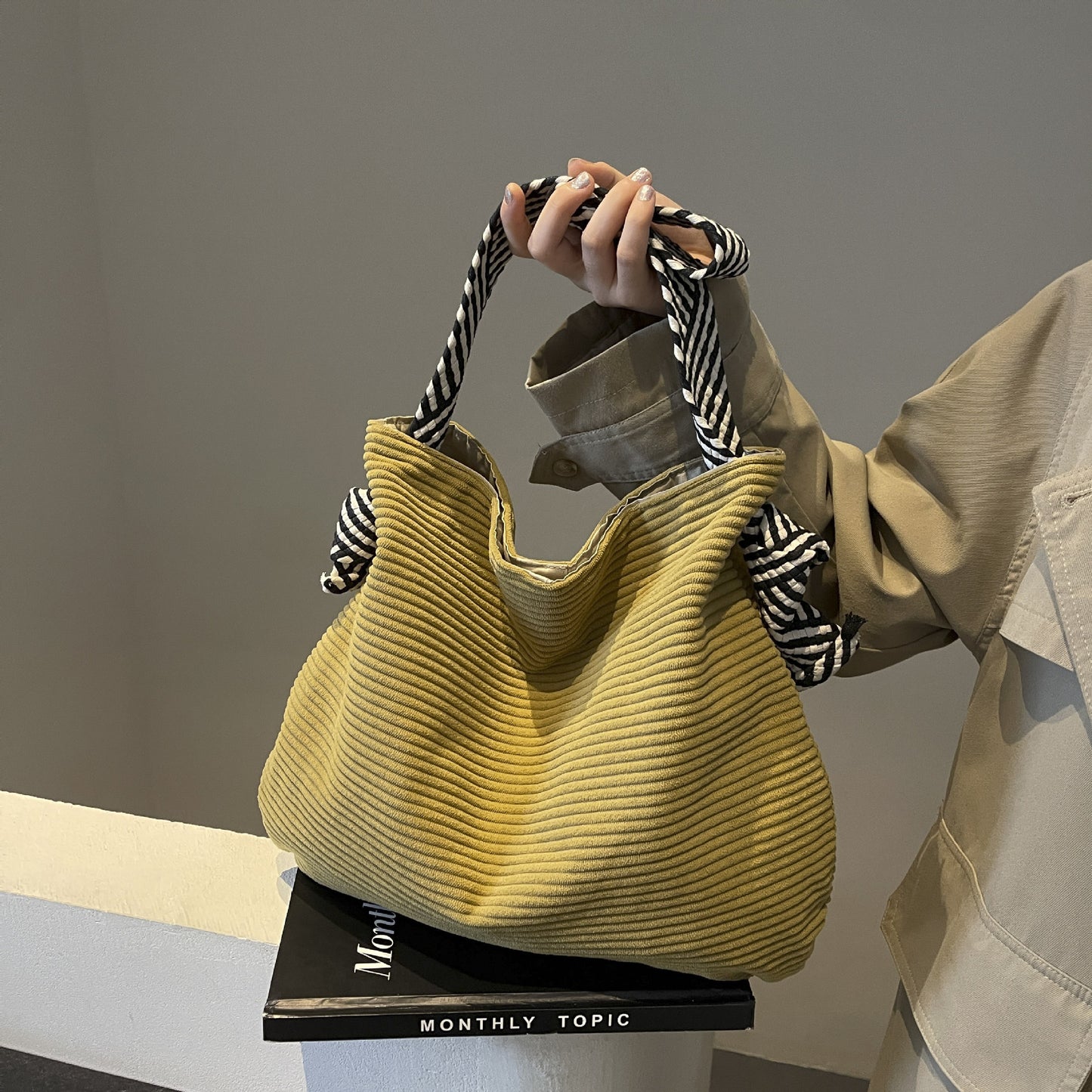 Versatile Stylish Ladies Corduroy Shoulder Bag by Lakd London