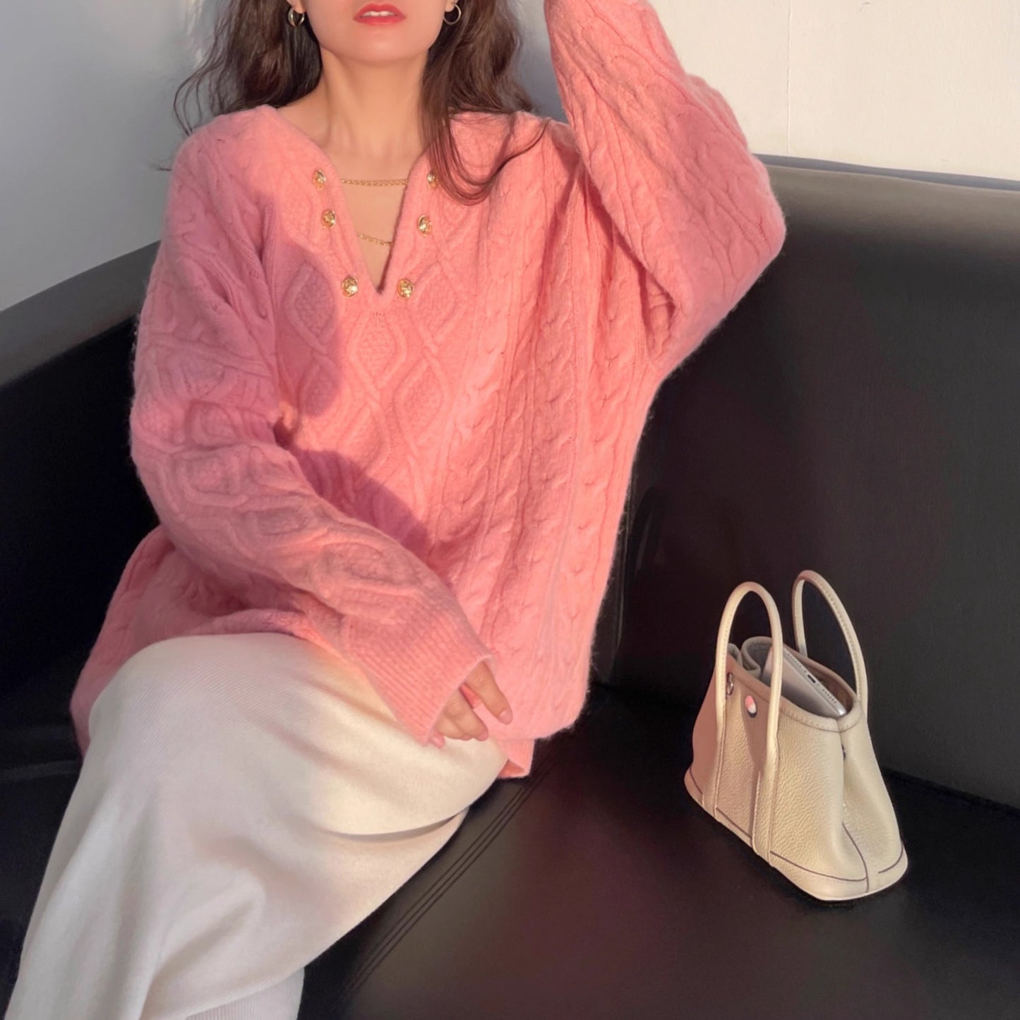 Womens Gentle Elegant Pullover Knitted Top Loose by Lakd London