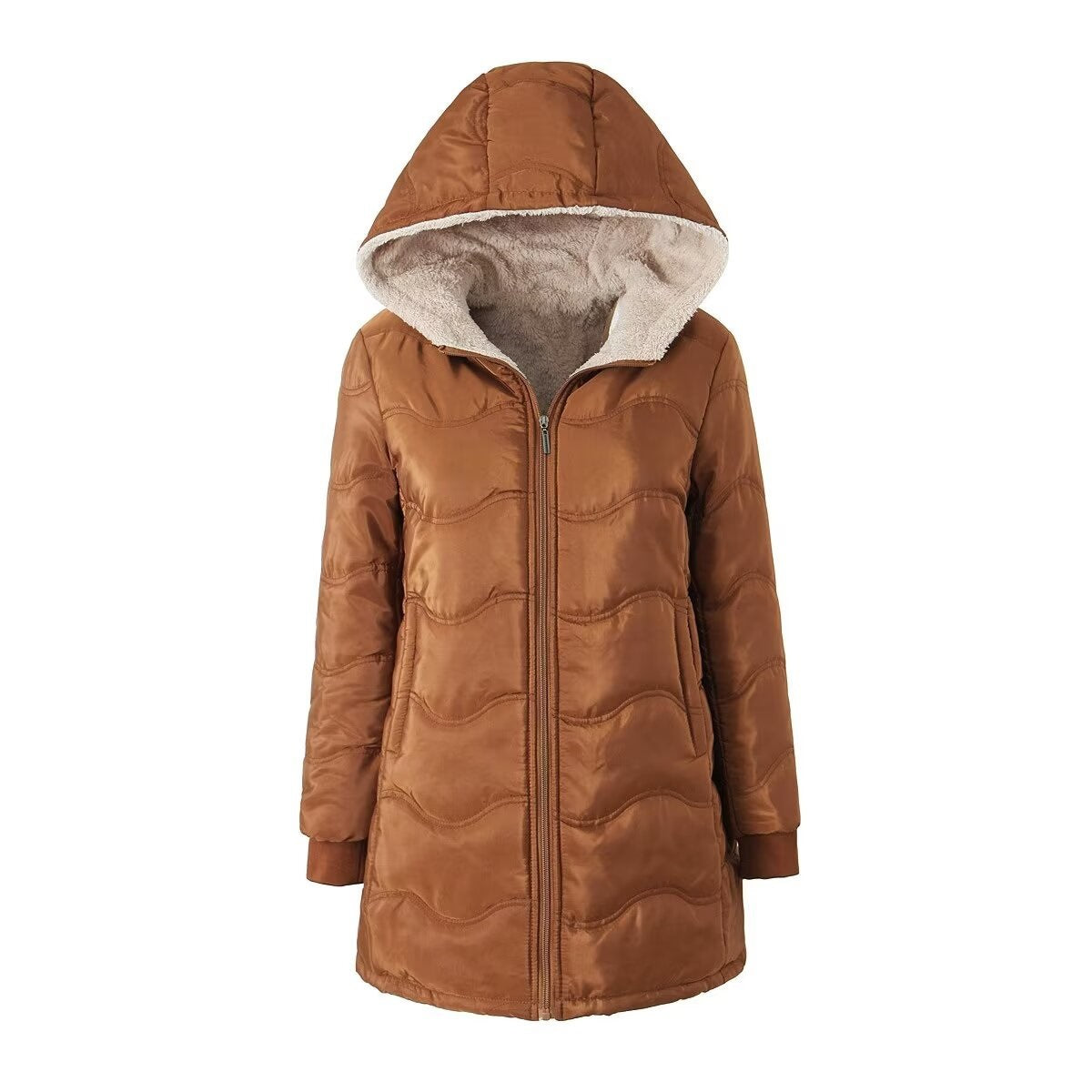 Womens Hooded Fleece-lined Warm-keeping Jacket by Lakd London
