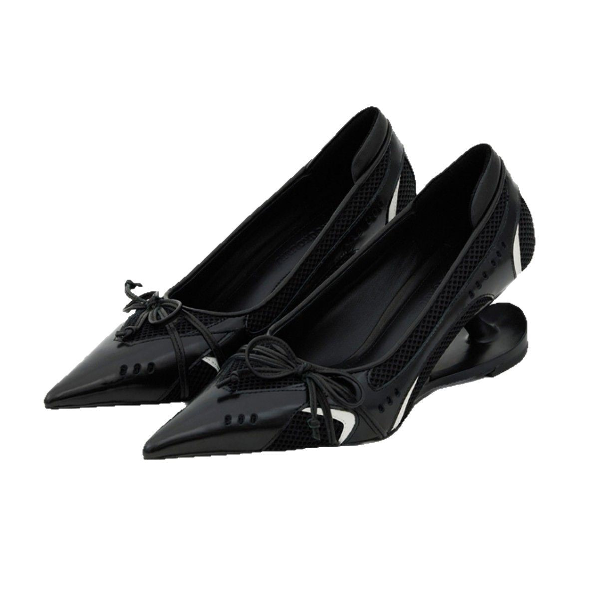 Womens Retro Racing Style Evening Shoes | Suspension Profiled Heel Pointed Low-cut High Heels