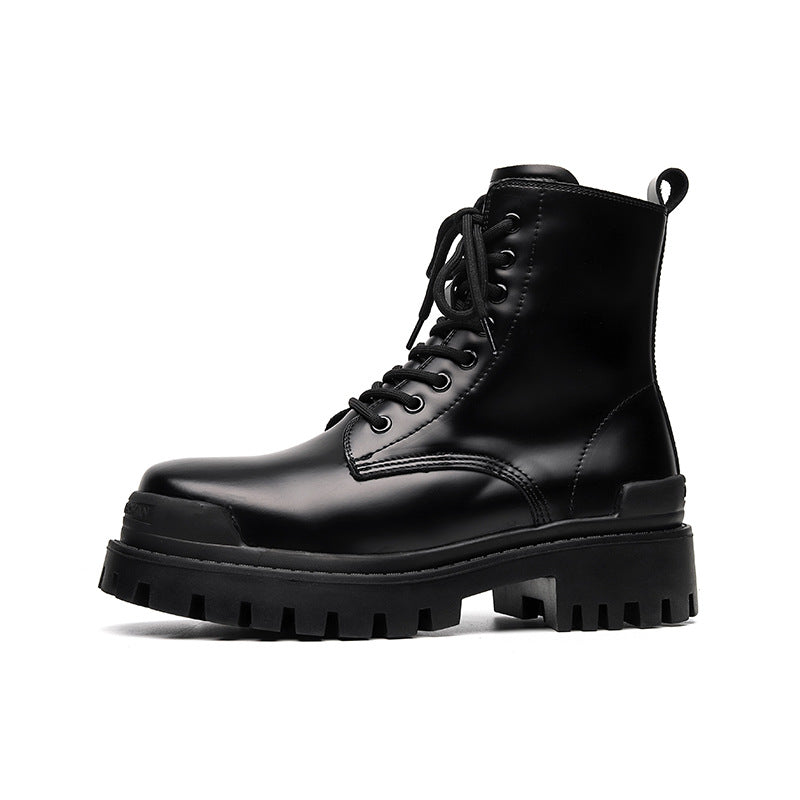 Mens Martin Boots | High-top Round Head Mid-calf Thick Bottom Mid Heel Shoes - LAKD London