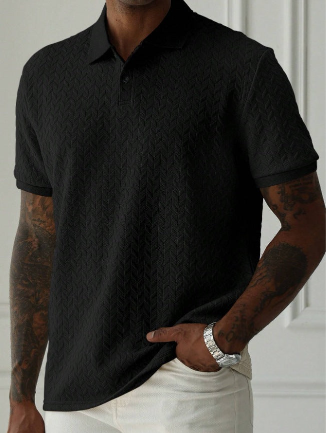 Collar Front Button Short Sleeve Simple Polo Shirt by Lakd London