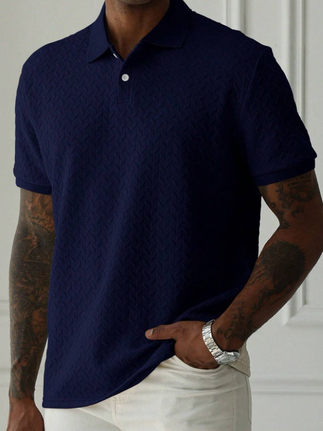 Collar Front Button Short Sleeve Simple Polo Shirt by Lakd London