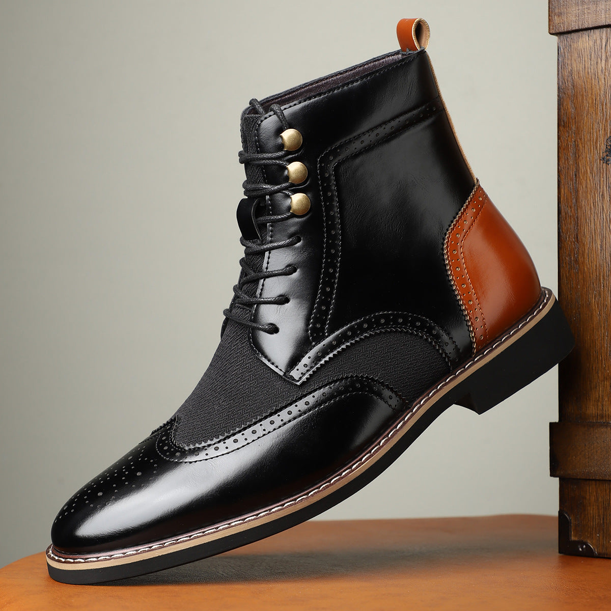 Men's High Top Blocked Leather Shoes | Laceup Boots - LAKD London