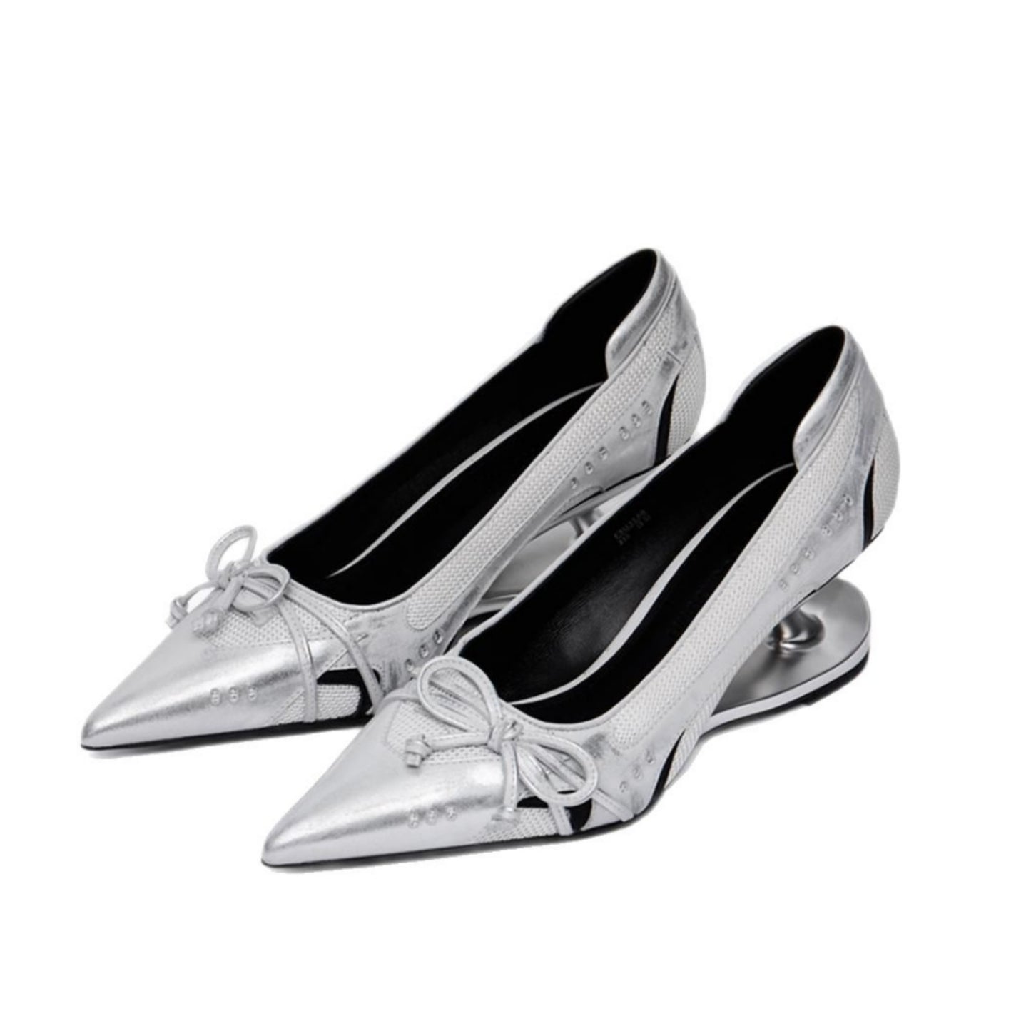 Womens Retro Racing Style Evening Shoes | Suspension Profiled Heel Pointed Low-cut High Heels
