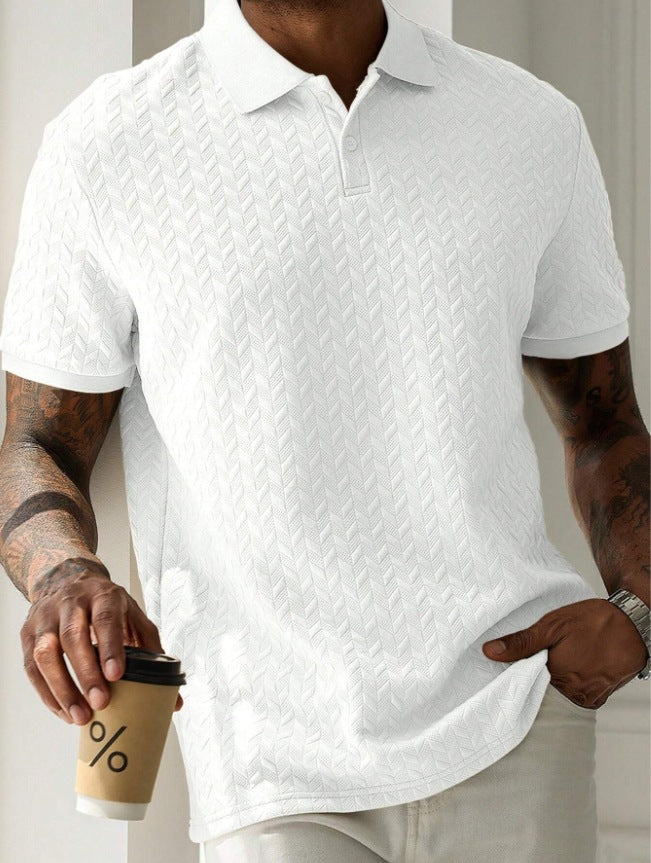 Collar Front Button Short Sleeve Simple Polo Shirt by Lakd London