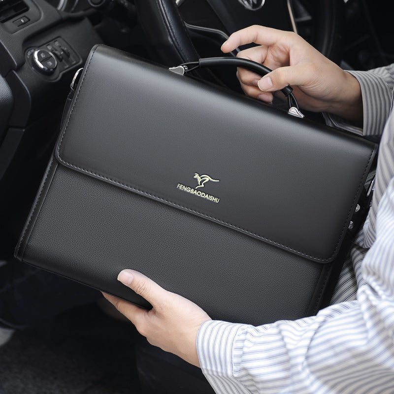 Men's Horizontal Portable Leather Briefcase by Lakd London