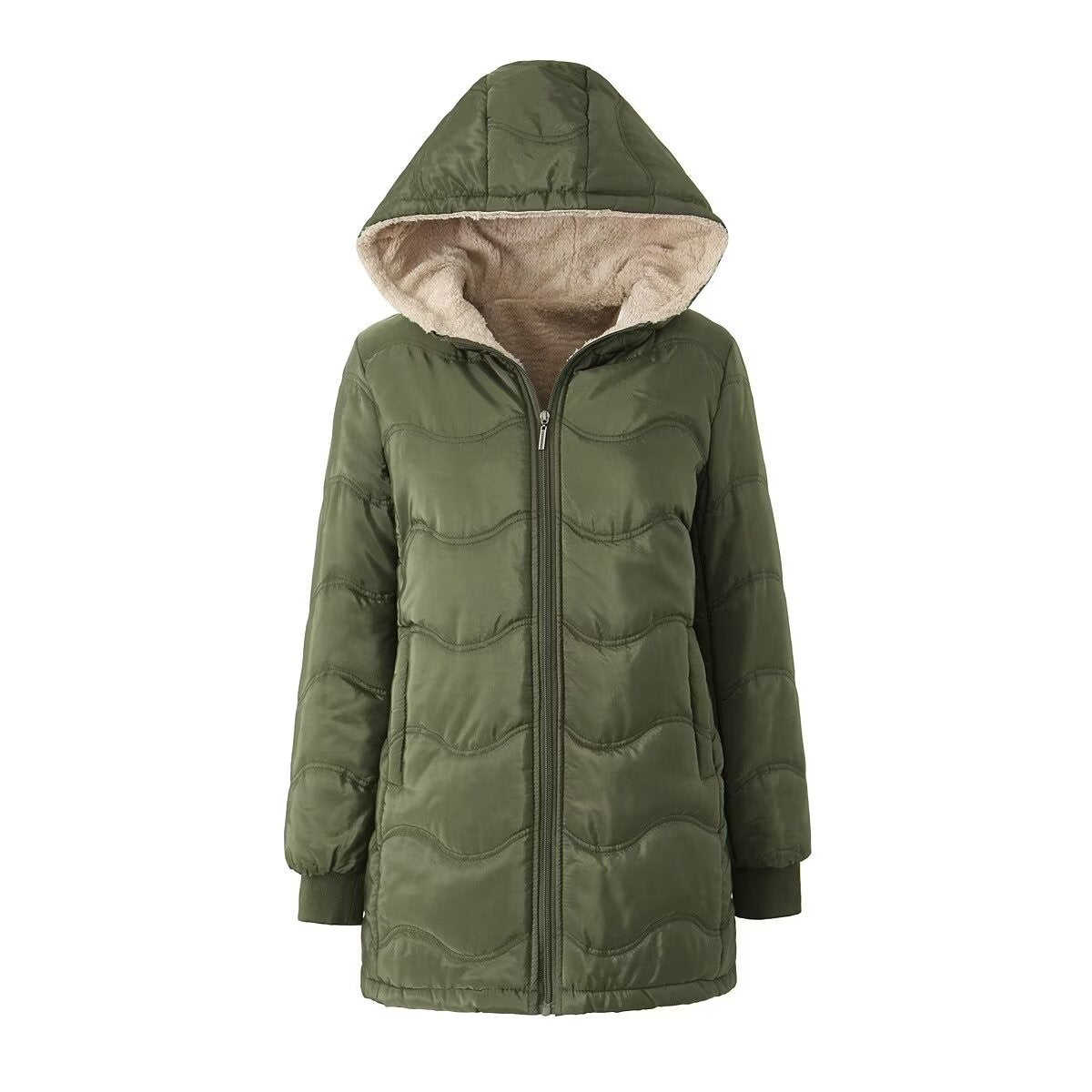 Womens Hooded Fleece-lined Warm-keeping Jacket by Lakd London