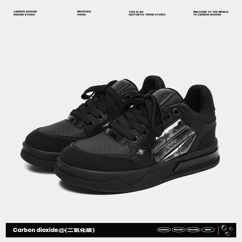Mens Black Platform Star Pattern Sneakers - Lakd London
