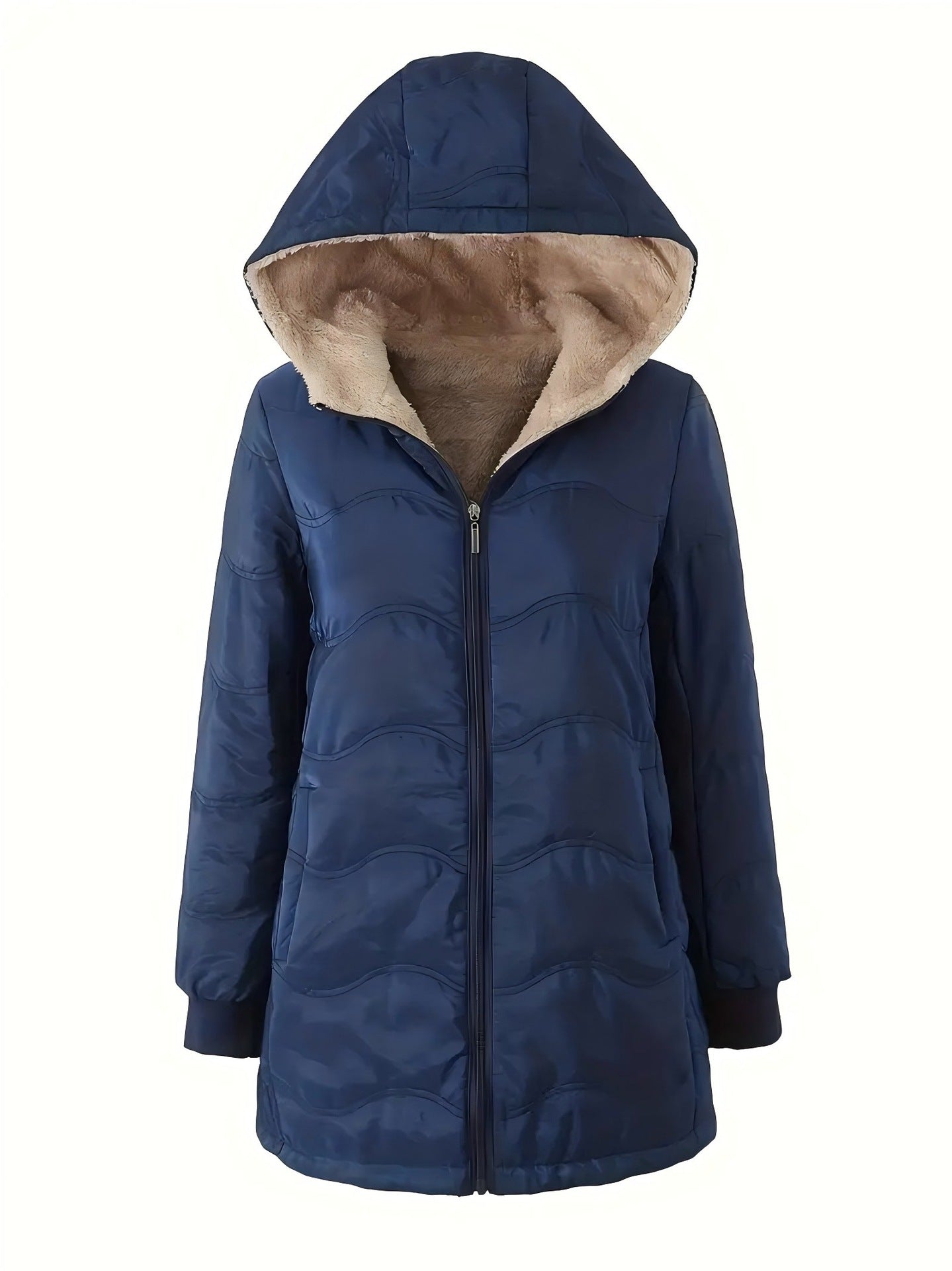 Womens Hooded Fleece-lined Warm-keeping Jacket by Lakd London