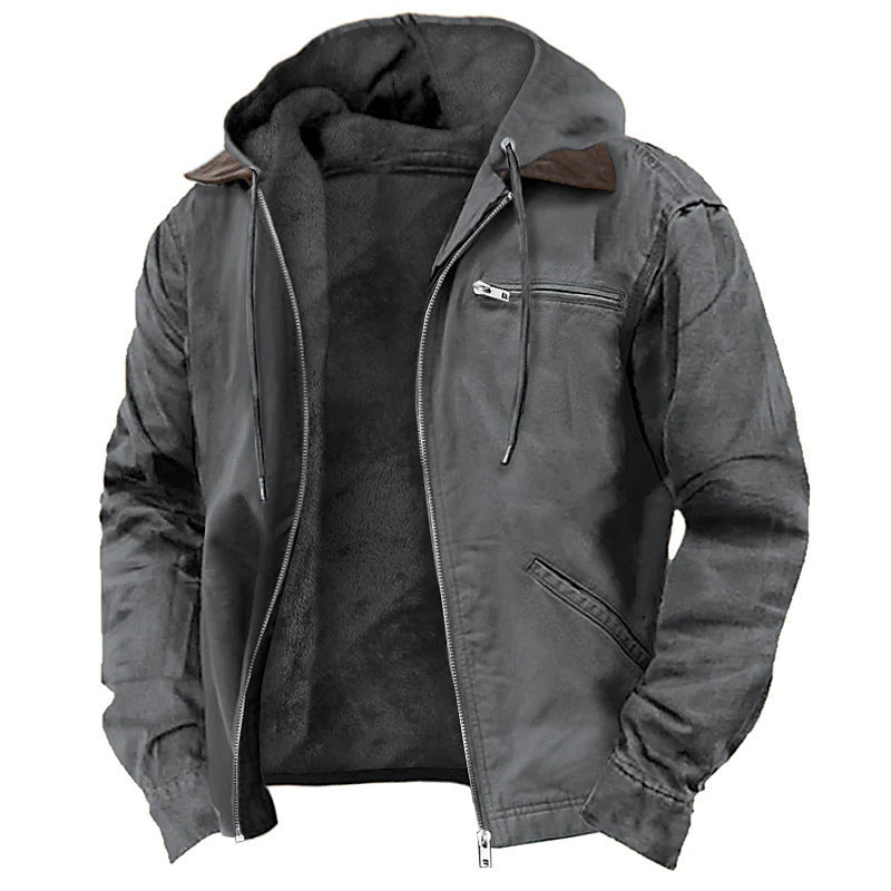 Hooded Men's Fleece Zipper Jacket Coat by Lakd London
