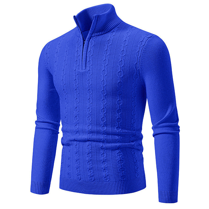 Mens High Neck Casual Stand-up Collar Slim Fit Knitwear Sweater