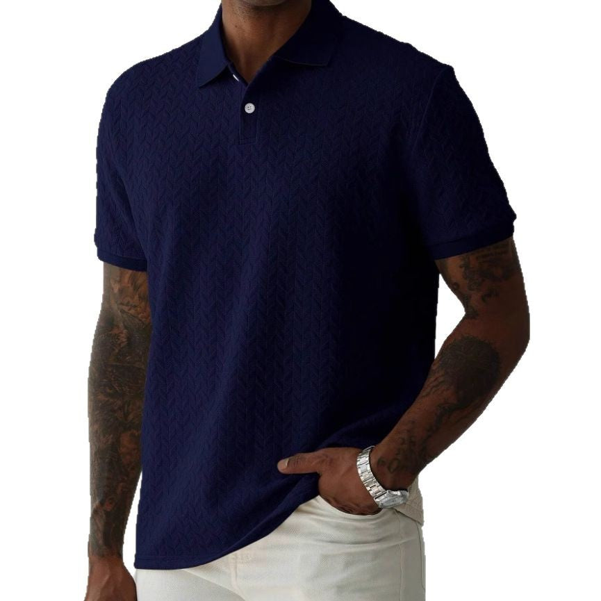 Collar Front Button Short Sleeve Simple Polo Shirt by Lakd London