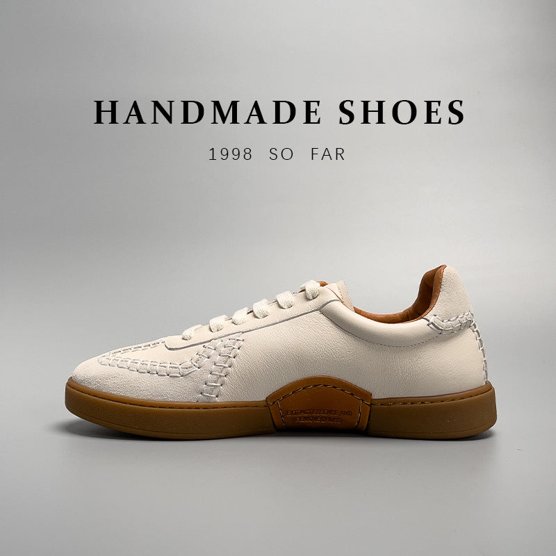 Mens Baseball Low-cut Genuine Leather Sneakers OFF White Shoes