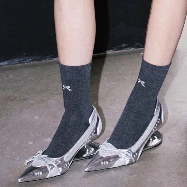 Womens Retro Racing Style Evening Shoes | Suspension Profiled Heel Pointed Low-cut High Heels