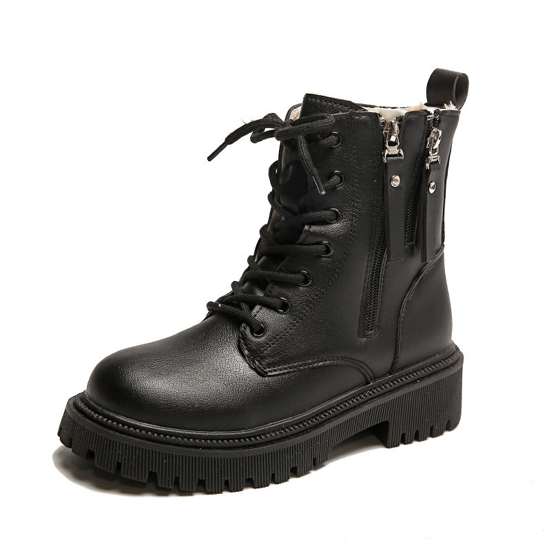 Women's Leisure Warm Ankle Boots | Lace-up PU Leather Boots