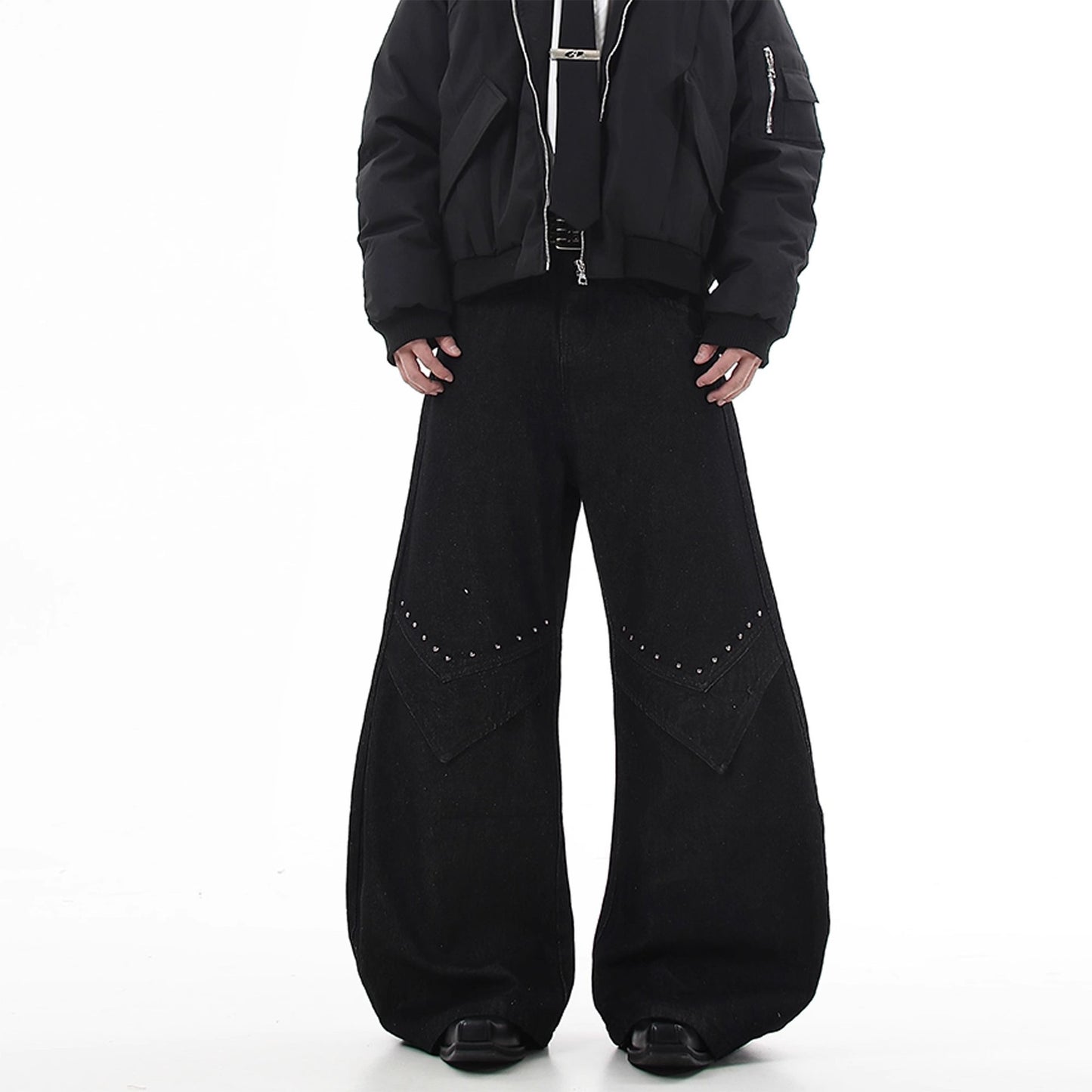 Mens American Style High Street Cleanfit Design Rivet Loose Fit Jeans