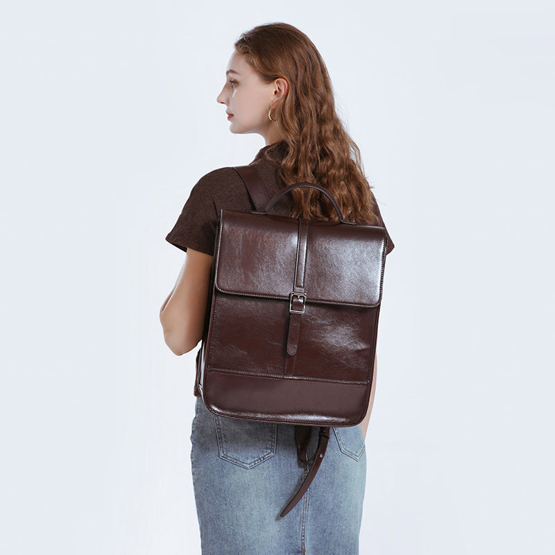 Women's British Style Waterproof Leather Travel Backpack Vintage - LAKD London