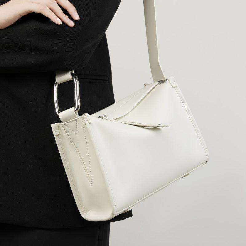 Womens Large Capacity Crossbody Shoulder Cowhide Leather Bag