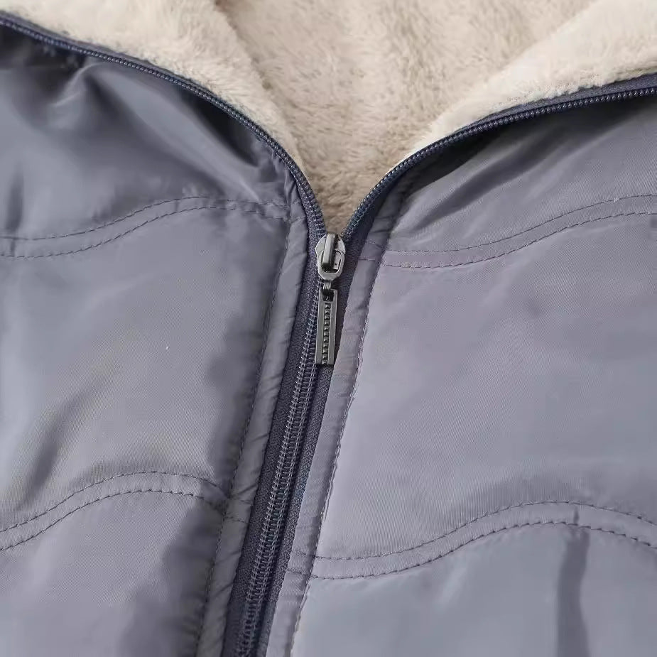Womens Hooded Fleece-lined Warm-keeping Jacket by Lakd London
